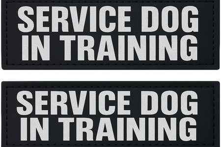 Reflective Service Dog in Training Patches with Hook and Loop Backing for Service Animal Vests /Harnesses Medium (5 X 1.5) Inch