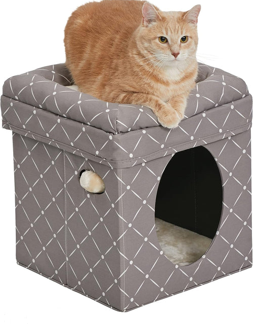 Load image into Gallery viewer, Cat Cube - Cat House / Cat Condo in Fashionable Mushroom Diamond Print, 15.5L X 15.5W X 16.5H Inches
