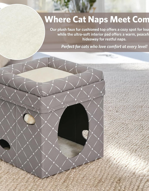 Load image into Gallery viewer, Cat Cube - Cat House / Cat Condo in Fashionable Mushroom Diamond Print, 15.5L X 15.5W X 16.5H Inches
