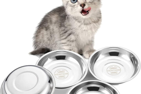 Stainless Steel Cat Bowls, Whisker Fatigue Cat Bowl, Metal Cat Dishes, Shallow Cat Food Dish