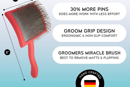 Big G Dog Slicker Brush for Dogs (Goldendoodles, Labradoodles, Poodles), Groom like a Professional, Fluff Detangle Style, Saves Time Energy, Coral, Large