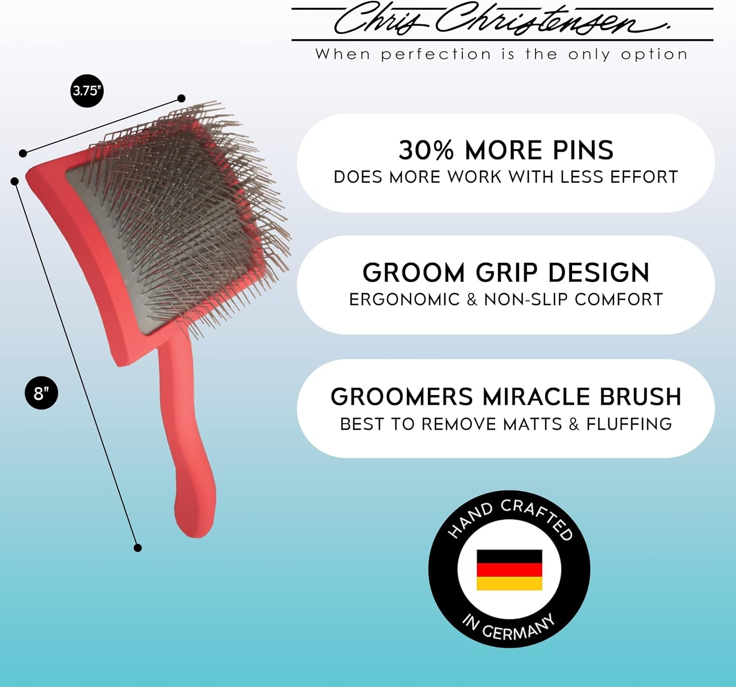 Big G Dog Slicker Brush for Dogs (Goldendoodles, Labradoodles, Poodles), Groom like a Professional, Fluff Detangle Style, Saves Time Energy, Coral, Large