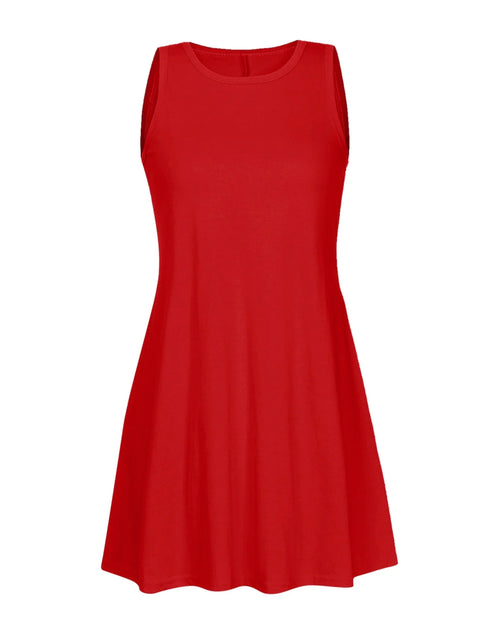 Load image into Gallery viewer, Fesfesfes Summer Dresses for Women round Neck Casual Mini Dress Solid Color Sleeveless Tank Dress Loose above Knee Sun Dress Summer Sale
