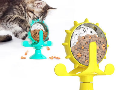 Dog Toys Cat Feeding Interactive Wheel Toys Pet Leaking Food Training Ball Slow Dog Cat Feeder Funny Dog Wheel Interactive Toy