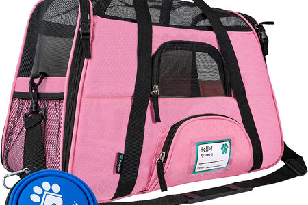 Airline Approved Pet Carrier for Cat, Soft Sided Dog Carrier for Small Dogs, Cat Travel Supplies Accessories for Indoor Cats, Ventilated Pet Carrying Bag Medium Large Kitten Puppy, Large Pink