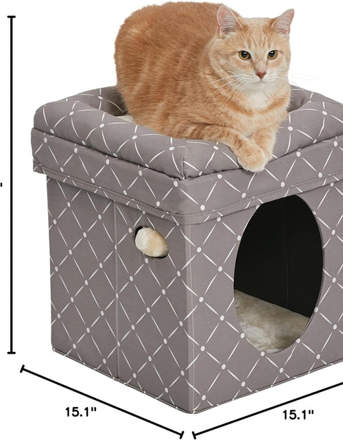 Load image into Gallery viewer, Cat Cube - Cat House / Cat Condo in Fashionable Mushroom Diamond Print, 15.5L X 15.5W X 16.5H Inches
