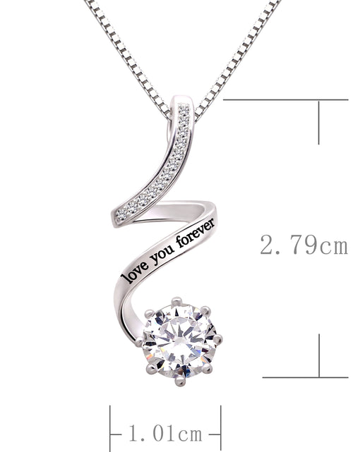 Load image into Gallery viewer, Jewelry Sterling Silver "Love You Forever" Cubic Zirconia Pendant Necklace
